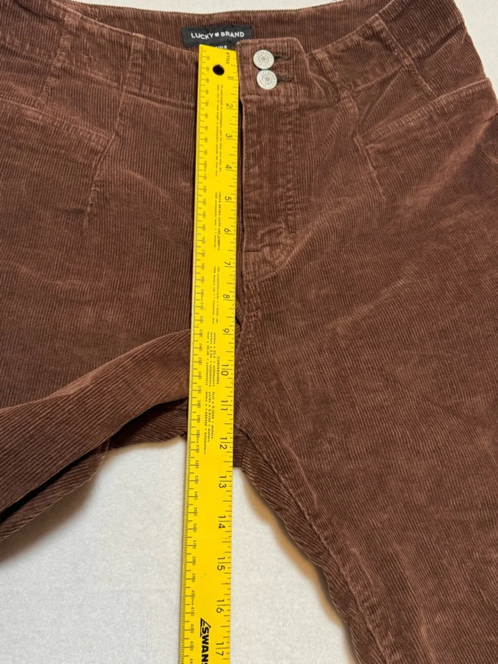 Lucky Brand Stevie High Rise Corduroy Flare Pants Brown Women’s Sz 12/31R - Picture 13 of 14